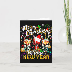 Merry Christmas And A Happy New Year Wine Gles Fir Card