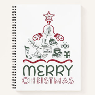 Merry Christmas and Christmas tree Classic Notebook