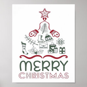 Merry Christmas and Christmas tree Classic Poster