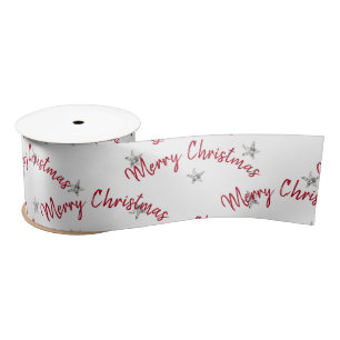 Merry Christmas and Diamond Stars   Satin Ribbon