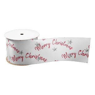 Merry Christmas and Diamond Stars    Satin Ribbon