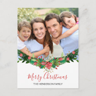 Merry Christmas and Garland Script Photo Card