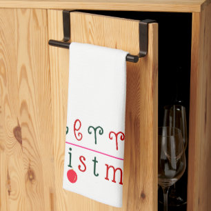 Merry Christmas and Hanging Ornament, Festive Fun Tea Towel