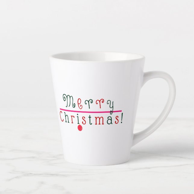 Merry Christmas and Hanging Ornament Fun, Colourfu Latte Mug (Right)