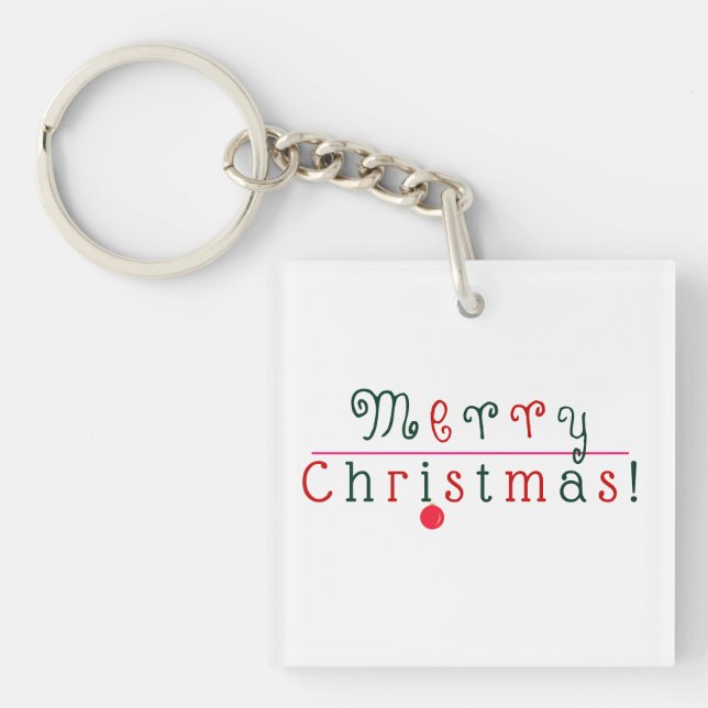 Merry Christmas and Hanging Ornament Key Ring (Front)