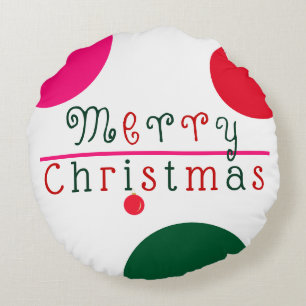 Merry Christmas and Hanging Ornament Round Cushion