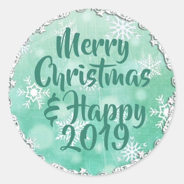 Merry Christmas and Happy 2019 Holiday Card Classic Round Sticker (Front)