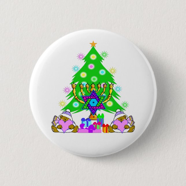 Merry Christmas and Happy Hanukkah Button (Front)