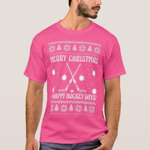 Merry Christmas And Happy Hockeydays Funny Ice Hoc T-Shirt