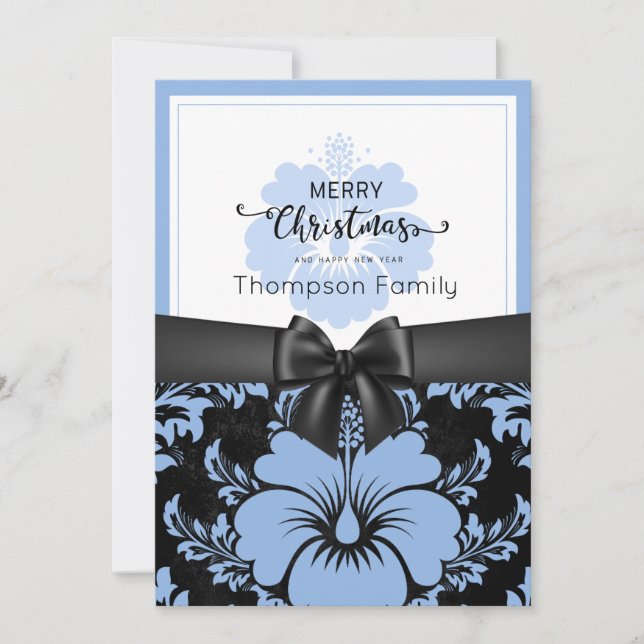 Merry Christmas and happy holidays, black bow, Invitation (Front)
