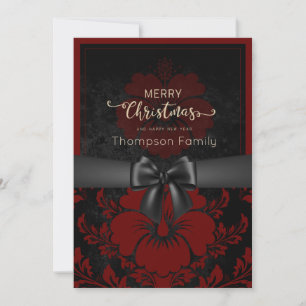 Merry Christmas and happy holidays, black bow Invitation