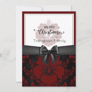 Merry Christmas and happy holidays, black bow, Invitation