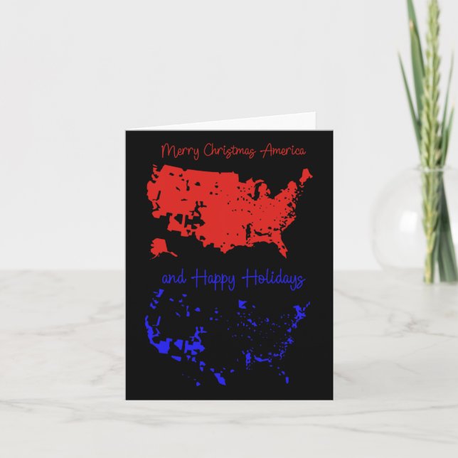 Merry Christmas And Happy Holidays Festive Usa Map Card (Front)