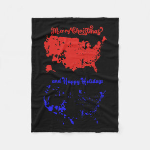 Merry Christmas And Happy Holidays Festive Usa Map Fleece Blanket