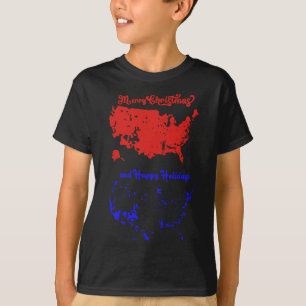 Merry Christmas And Happy Holidays Festive Usa Map T-Shirt