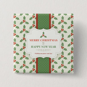 Merry Christmas and Happy New Year 15 Cm Square Badge