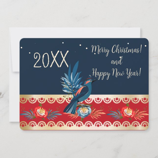Merry Christmas and Happy New Year! 2024 Blue Bird Holiday Card (Front)