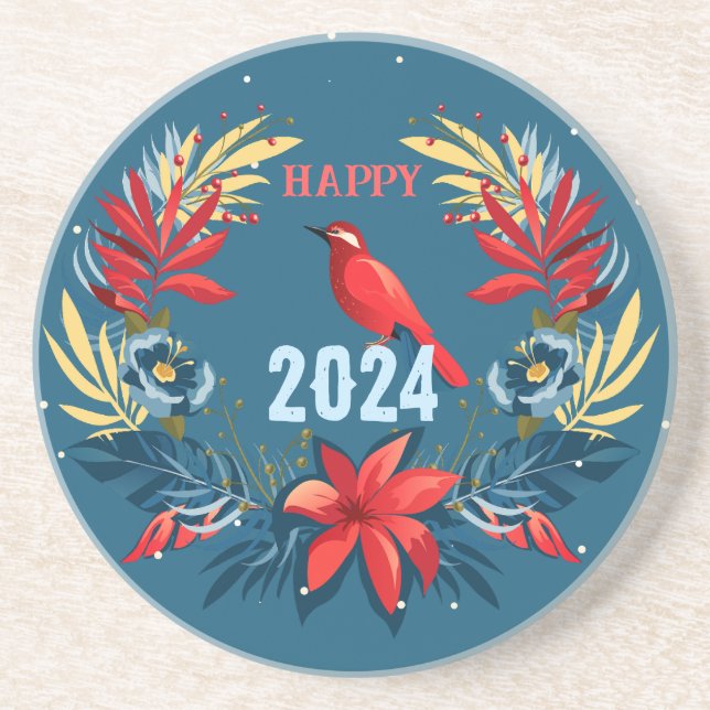 Merry Christmas and Happy New Year! 2024 Red Bird Coaster (Front)
