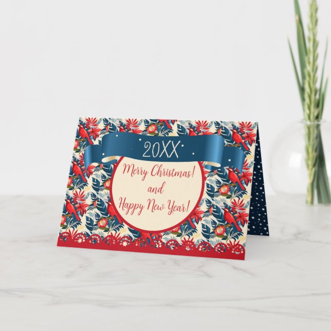 Merry Christmas and Happy New Year! 2026 Blue Bird Thank You Card (Front)