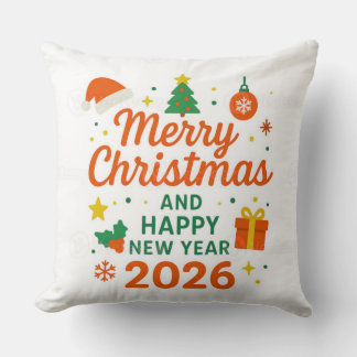 Merry Christmas and Happy New Year 2026 Cushion