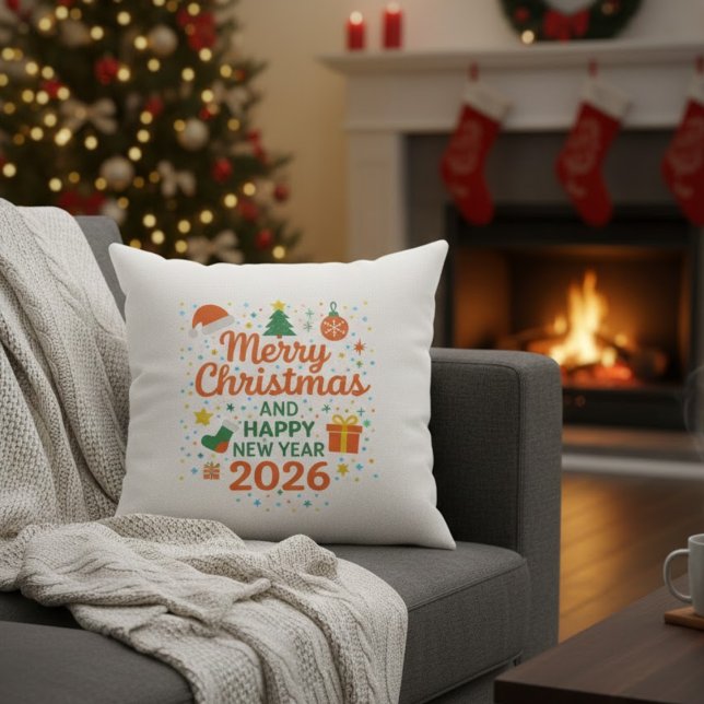 Merry Christmas and Happy New Year 2026 Cushion (Creator Uploaded)