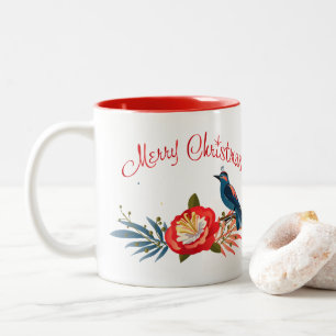 Merry Christmas and Happy New Year! 2027 Blue Bird Two-Tone Coffee Mug
