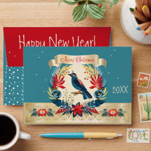 Merry Christmas and Happy New Year! 20XX Blue Bird Envelope