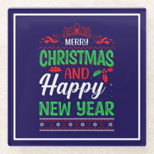 Merry Christmas And Happy New Year-61064 Hoodie Glass Coaster