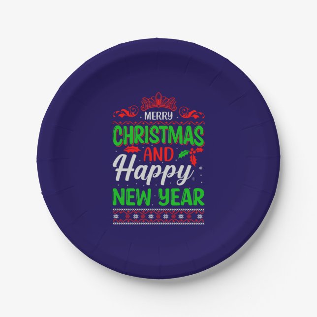 Merry Christmas And Happy New Year-61064 Paper Plate (Front)