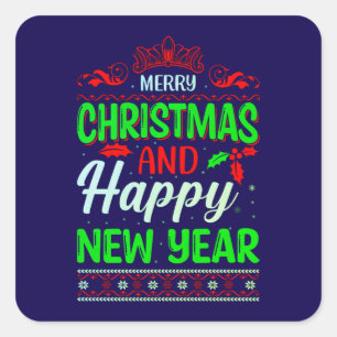 Merry Christmas And Happy New Year-61064 Square Sticker
