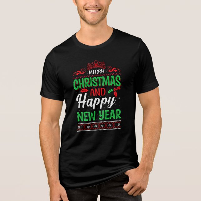 Merry Christmas And Happy New Year-61064 Tri-Blend Shirt (Front)