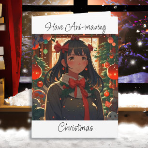 Merry Christmas and Happy New Year Anime Themed Card
