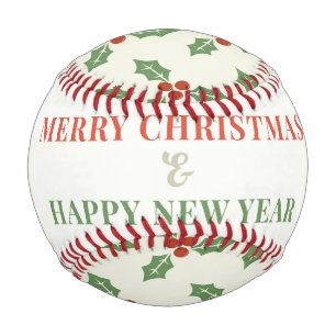 Merry Christmas and Happy New Year Baseball