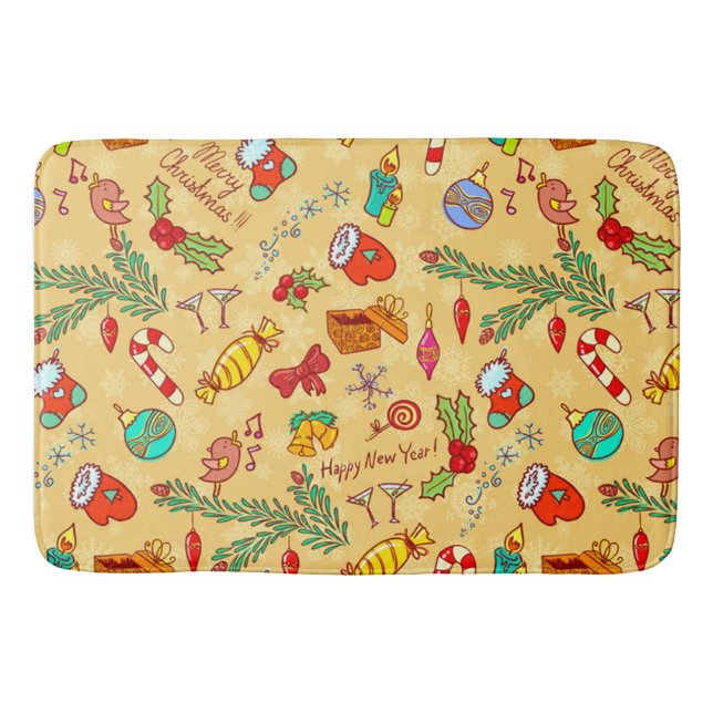 Merry Christmas And Happy New Year Bath Mat (Front)
