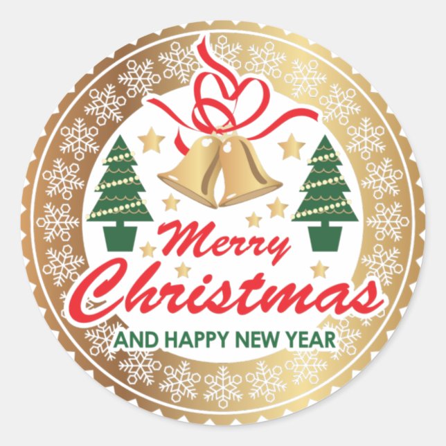 Merry Christmas and Happy New year Business Classic Round Sticker (Front)