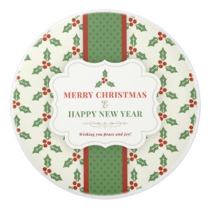 Merry Christmas and Happy New Year Ceramic Knob