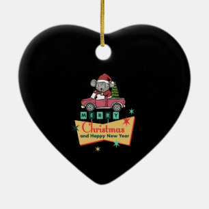 Merry Christmas and Happy New Year Ceramic Tree Decoration