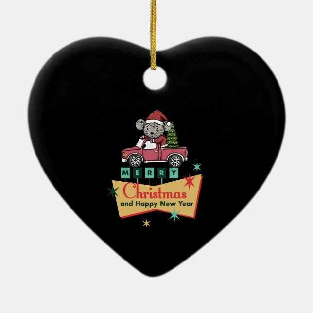 Merry Christmas and Happy New Year Ceramic Tree Decoration (Back)