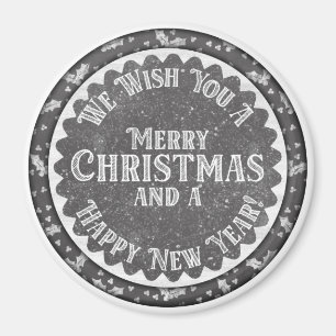 Merry Christmas and Happy New Year Chalkboard Magnet
