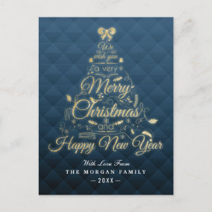Merry Christmas and Happy New Year Christmas Tree Holiday Postcard