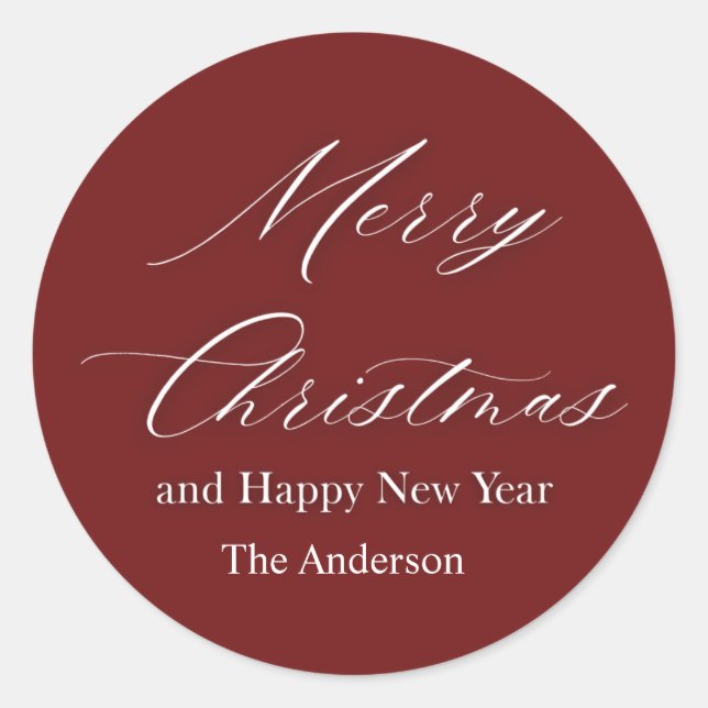 merry christmas and happy new year  classic round sticker (Front)