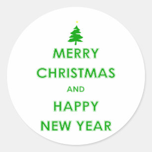 Merry Christmas and Happy New Year Classic Round Sticker