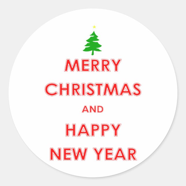 Merry Christmas and Happy New Year Classic Round Sticker (Front)