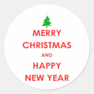 Merry Christmas and Happy New Year Classic Round Sticker