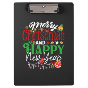 Merry Christmas And Happy New Year Clipboard