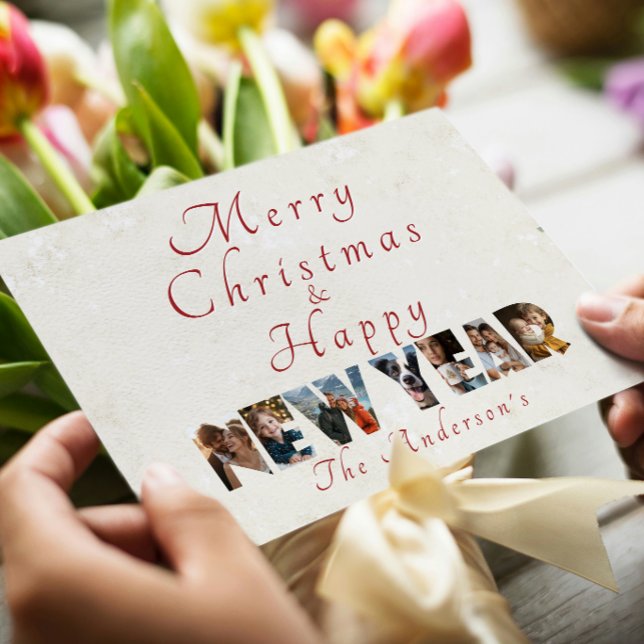 Merry Christmas And Happy New Year Collage Photo Holiday Card (Creator Uploaded)