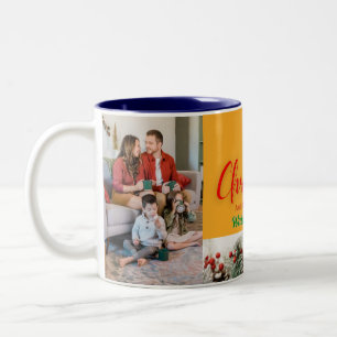 Merry Christmas and Happy New Year customise photo Two-Tone Coffee Mug