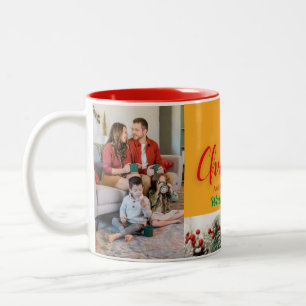 Merry Christmas and Happy New Year customise photo Two-Tone Coffee Mug