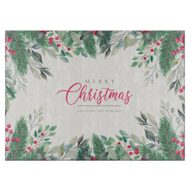 Merry Christmas and Happy New Year Cutting Board (Front)