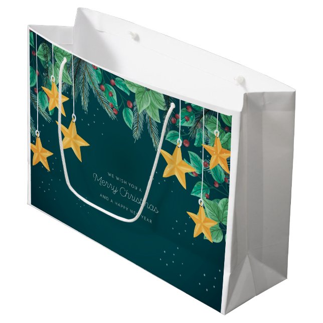 Merry Christmas and Happy New Year Festive Large Gift Bag (Front Angled)